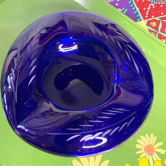 Cobalt Blue Glass Ashtray - Picture 3 of 6
